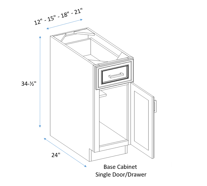 Yukon Saddle 3 Drawer Base Cabinet - Reflections Cabinetry